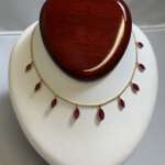 14K Yellow Gold Necklace With Oval Red Stones