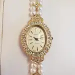 Geneve Vintage 14k Gold Diamond with Pearl Bracelet